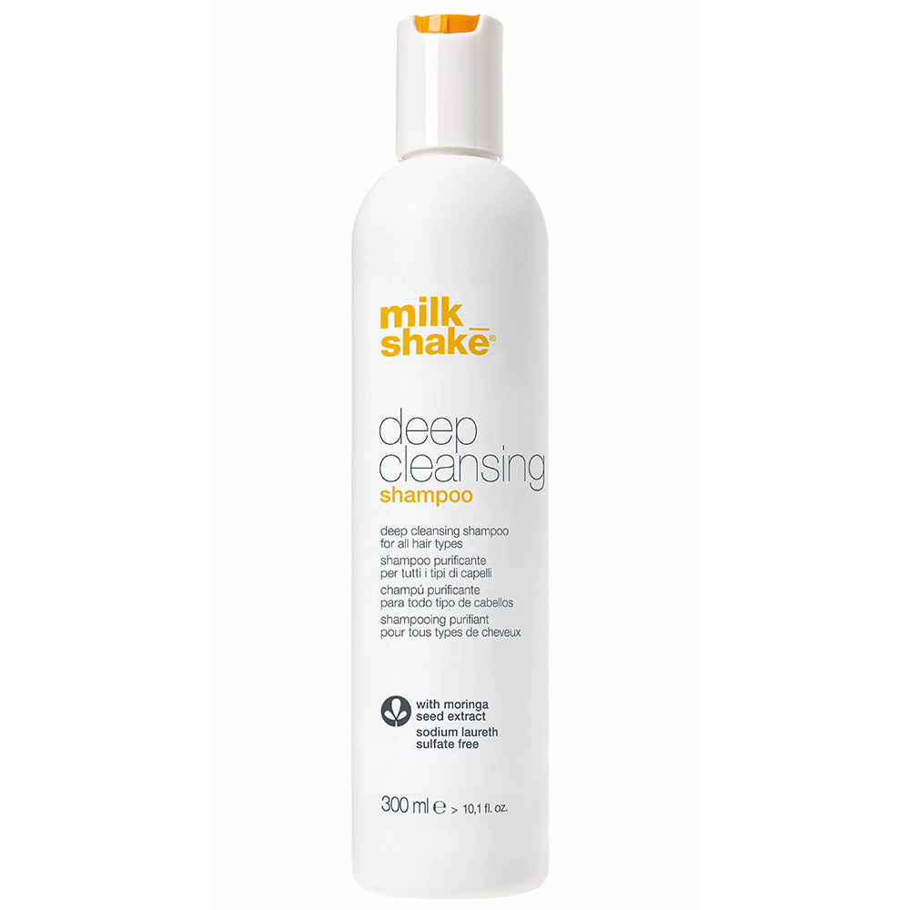 milk-shake-deep-cleansing-shampoo-300-ml Use milk_shake deep cleansing shampoo, SLES-free, to gently remove styling product residue and chlorine from hair. With fruit and honey extracts and milk proteins, it cleanses hair deeply but gently, maintaining its moisture balance.